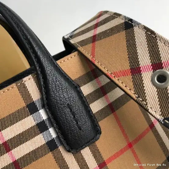 Official FirstBag Ru Check BURBERRY Medium Bowling Bag-30*15*21CM 0504